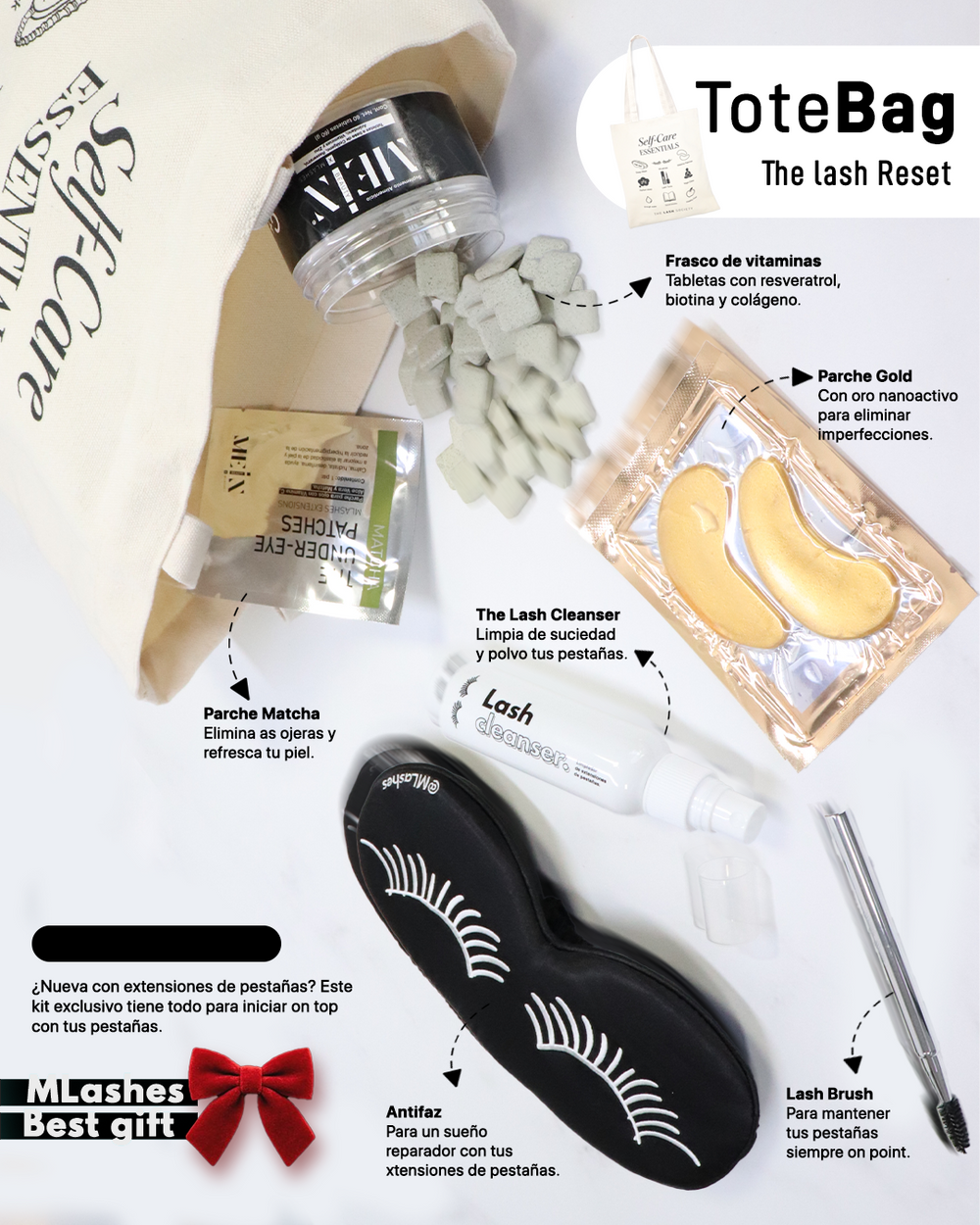 Tote Bag Kit The Lash Reset de limpieza de pestañas de MEIN Beauty