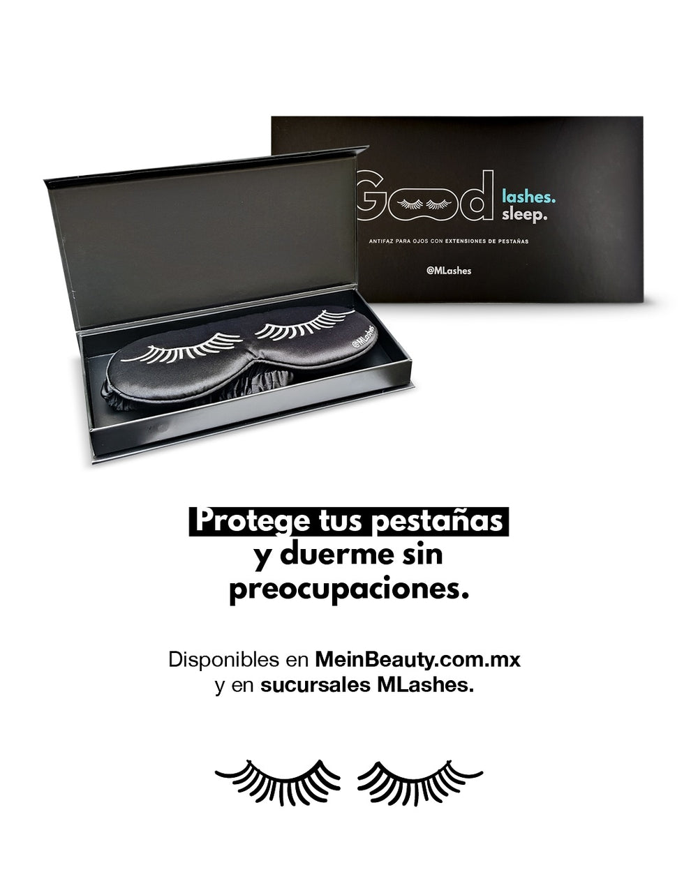 Antifaz para dormir con extensiones de pestañas de MEIN Beauty