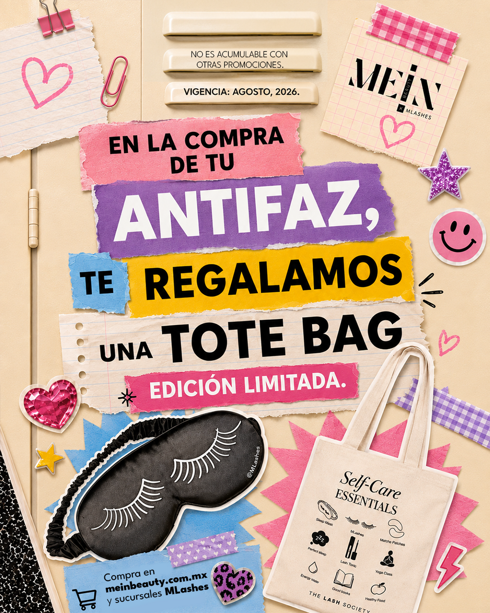 Antifaz para dormir con extensiones de pestañas de MEIN Beauty