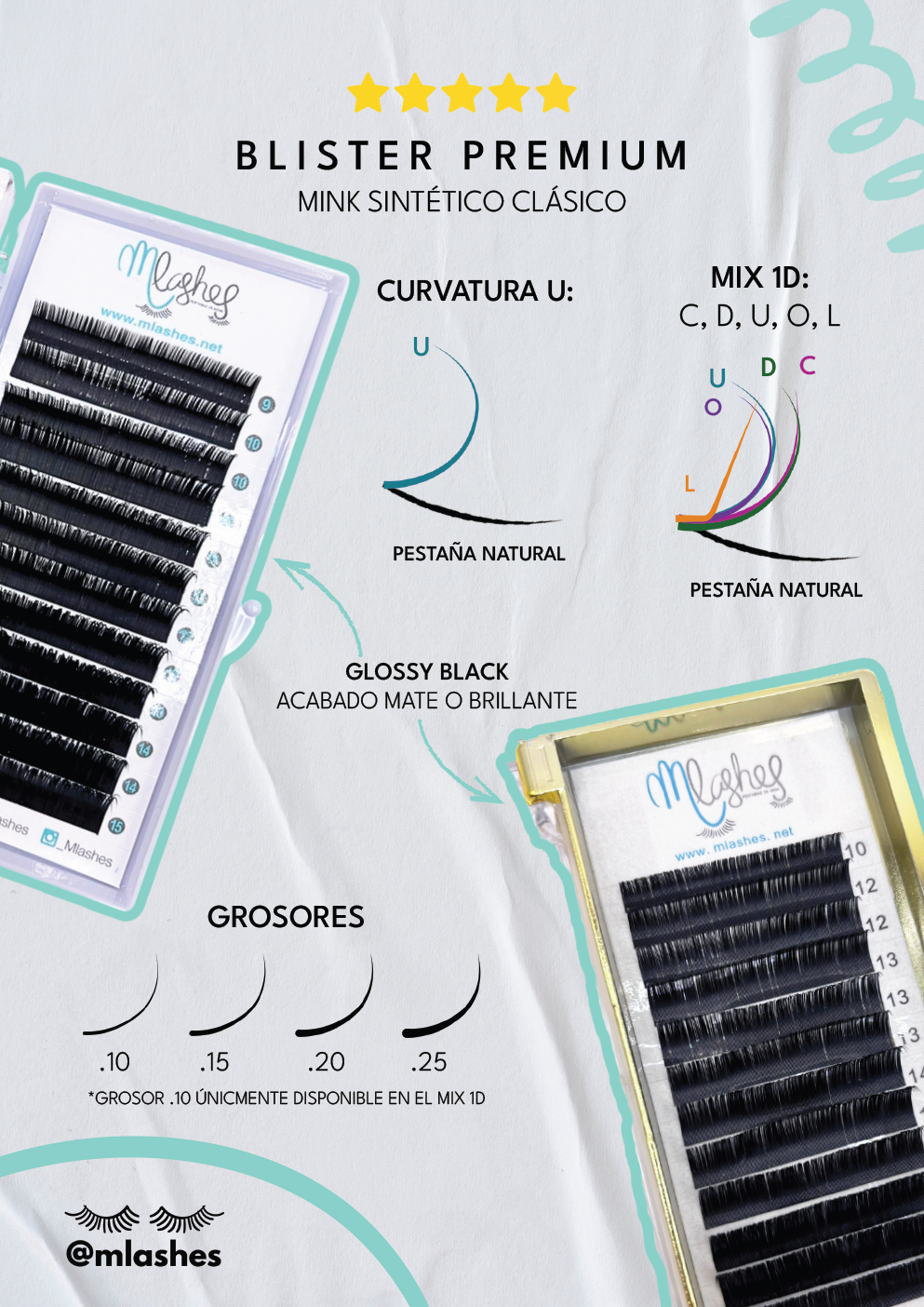 Extensiones de pestañas | Blister Extensiones 1D MIX