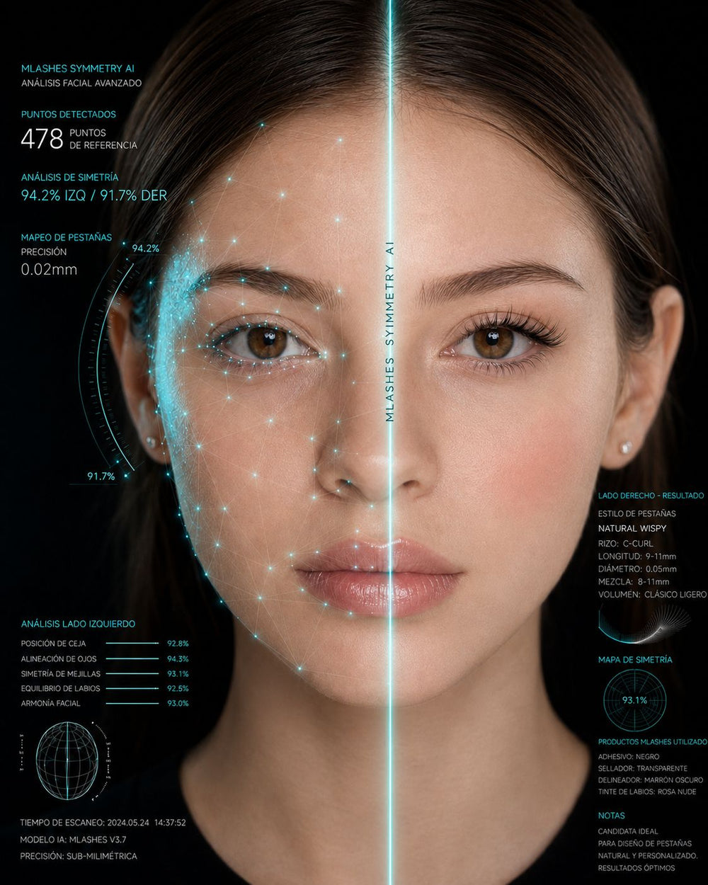 Análisis de simetría facial con IA de MEIN Beauty