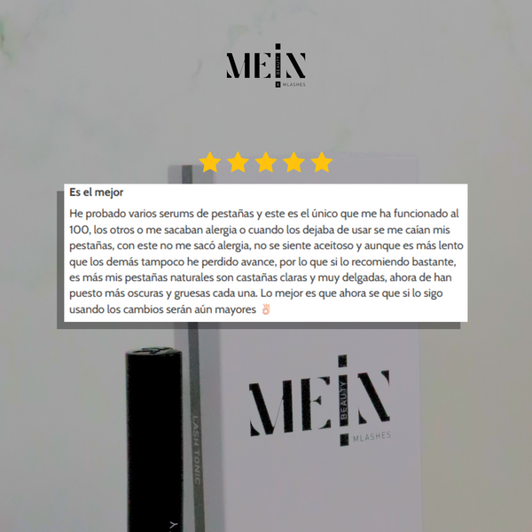 Testimonio de resultados del Tonic para crecimiento de pestañas MEIN